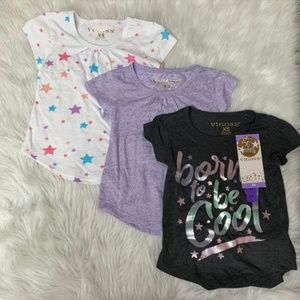 NWT Vigoss Girls' Printed Short Sleeve Tee Set 3pk